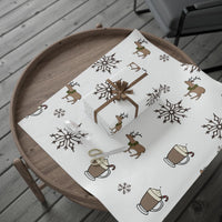 Snowflake Holiday Gift Wrap, Reindeer Antler Wrapping Paper, Festive Christmas Wrapping Paper, Winter Gift Wrap Roll, Holiday Present Paper