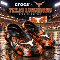 TEX Splatter - Burnt Orange Longhorn Statement Clogs
