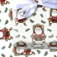 Book Lover Santa Claus Gift Wrap, Reading Santa Christmas Wrapping Paper, Comfy Watercolor Wrapping Paper Roll, Holiday Storybook Gift Wrap