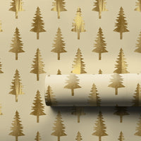 Metallic Holiday Gift Wrap, Gold Christmas Tree Wrapping Paper, Modern Winter Christmas Wrapping Paper, Festive Holiday Present Gift Wrap