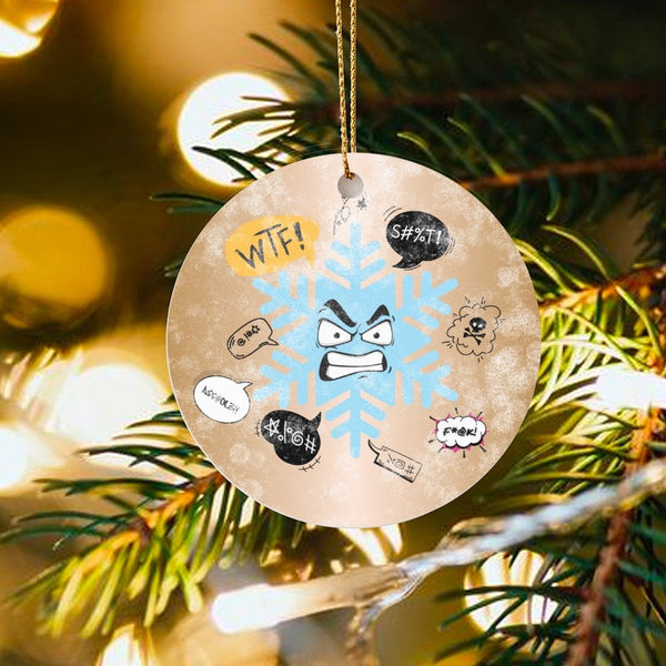 Humorous Rude Winter Ceramic Keepsake, Angry Snowflake Cursing Christmas Ornament, Sarcastic Adult Tree Decor, Secret Santa J
