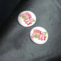 Groovy Santa Hat Smiley Face Pin, Holly Jolly Christmas Pin Button, Retro Holiday Season Badge, Merry Christmas Button, Adorable Xmas Present