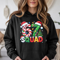Candy Cane Number Graphic Hoodie, 67 Squad Christmas Hoodie, Matching Family Holiday Hoodie, Festive Winter Group Sweatshirt Present