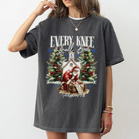 Santa Kneeling Before Baby Jesus Tee, Every Knee Shall Bow T-Shirt, Religious Christmas Shirt, Christian Faith Holiday Graphic Tee