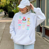 Pastel Ballet Soldiers Sweatshirt, Nutcracker Christmas Hoodie, Adorable Holiday Graphic Hoodie, Festive Winter Season Pullover