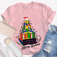 Book Lover Holiday Graphic Tee, Merry Bookmas Christmas T-Shirt, Winter Snowflakes Reading Shirt, Comfy Bookish Xmas Tee, Reader Present for Her