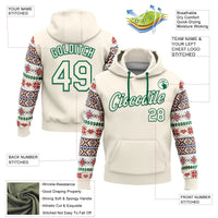 Holiday Sleeve Pattern Hoodie, Custom Christmas Fair Isle Pullover Hoodie, Stitched Name Number Sweatshirt Hoodie, Sports Fan Xmas Present