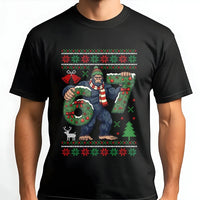 Humorous Sasquatch Ugly Sweater Shirt, Bigfoot 67 Christmas T-Shirt, 67th Birthday Bigfoot Tee, Retro Bigfoot Graphic T-Shirt, Holiday Present