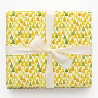Gold Green Pine Tree Wrapping Paper, Watercolor Christmas Tree Wrapping Paper, Modern Holiday Wrapping Paper, Forest Winter Gift Wrap Roll