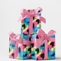 Christmas Holiday Gift Wrap Roll, Santa Silhouette Wrapping Paper, Festive Xmas Wrapping Paper, Family Holiday Present Wrap