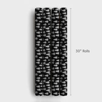 Snowy Pine Tree Gift Wrap, Black and White Christmas Wrapping Paper, Modern Winter Wrapping Paper, Monochrome Holiday Present Wrap Roll