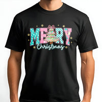 Pastel Christmas Tree Graphic Shirt, Merry Christmas T-Shirt, Aesthetic Christmas Tee, Adorable Winter Holiday Party T-Shirt, Present for Teens