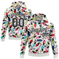 3D Festive Light Hoodie, Custom Christmas Pullover Hoodie, Personalized Sports Sweatshirt, Custom Name Number Hoodie, Holiday Present