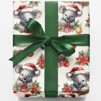 Christmas Wrapping Paper, Adorable Koala Santa Hat Wrapping Paper, Adorable Animal Holiday Gift Wrap, Festive Koala Gift Wrapping Paper Roll