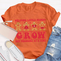 SLP Holiday T-Shirt, Speech Pathologist Christmas Shirt, Helping Little Minds Grow One Phoneme at a Time Tee, Speech Therapy Christmas Tee