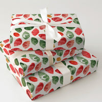 Red and Green Botanical Gift Wrap, Watercolor Leaves Wrapping Paper, Festive Leaf Holiday Wrapping Paper, Winter Christmas Wrapping Paper
