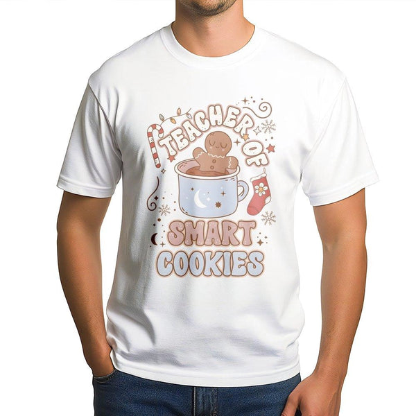Adorable Gingerbread Christmas Shirt, Teacher of Smart Cookies T-Shirt, Holiday Educator Graphic Tee, Xmas Teacher T-Shirt, S