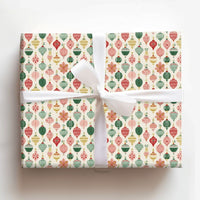 Retro Holiday Gift Wrap, Vintage Ornament Christmas Wrapping Paper, Nostalgic Present Wrap, Baubles Pattern Wrapping Paper, Xmas Gift Wrap
