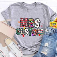 Custom Family Holiday Shirt, Personalized Christmas Lights Name T-Shirt, Adorable Festive Graphic Tee, Matching Christmas Crewneck T-Shirt