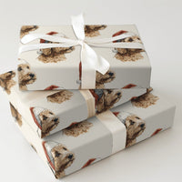 Santa Hat Dog Wrapping Paper, Goldendoodle Christmas Wrapping Paper, Adorable Puppy Holiday Gift Wrap, Doodle Winter Present Paper