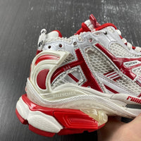 Low Top Sneakers, White Red Colorway, Lace Up Design, Casual Gift for Sneaker Fans