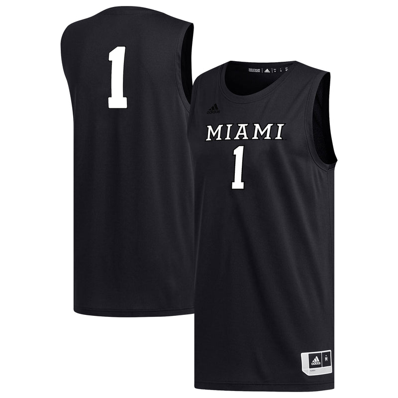 #1 Miami University RedHawks Replica Basketball Jersey - Black
