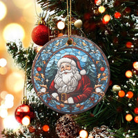 Festive Christmas Tree Ornament, Stained Glass Santa Ornament, Ceramic Santa Claus Holiday Decor, Traditional Xmas Keepsake Present for Family