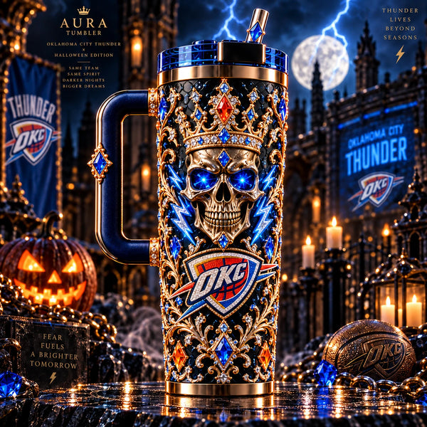 Crowned in Blue - OKC Halloween Jewel Skull Tumbler - main