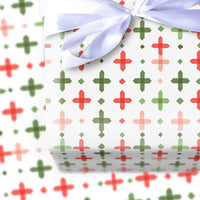 Red Green Plus Sign Gift Wrap, Geometric Christmas Wrapping Paper, Modern Holiday Wrapping Paper, Minimalist Festive Gift Wrapping Paper