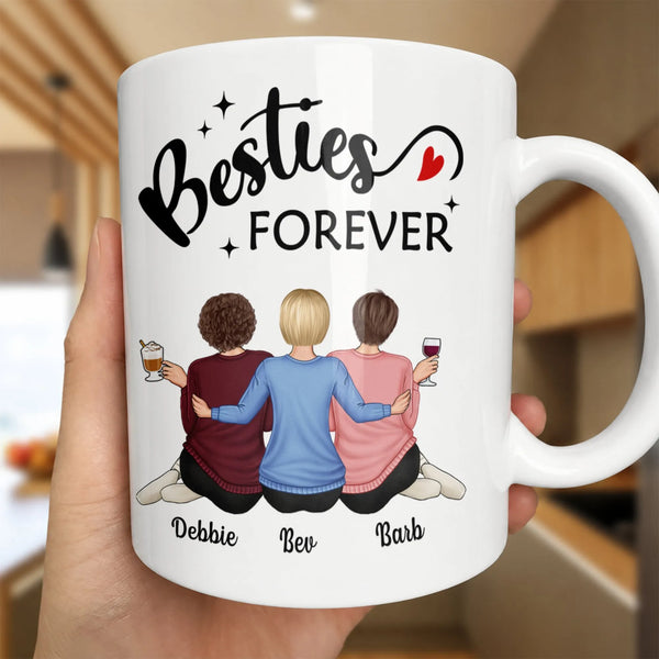 Soul Sisters Ceramic Coffee Mug, Besties Forever Three Friends Mug, Custom Friendship Mug, Birthday Christmas Bestie Cup Pres