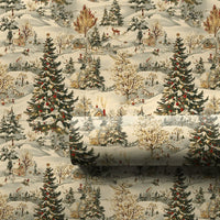 Snowy Christmas Cabin Gift Wrap, Vintage Winter Village Wrapping Paper, Nostalgic Holiday Scene Wrapping Paper, Seasonal Present Gift Wrap