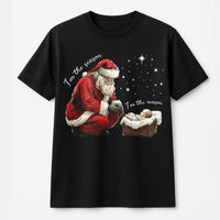 Religious Christmas T-Shirt, Santa Kneeling Before Baby Jesus Shirt, Christian Faith Holy Nativity Graphic Tee, Vintage Holiday Shirt