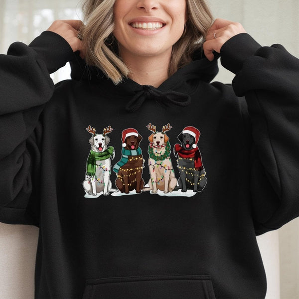 Adorable Dog Antlers Holiday Hoodie, Christmas Labrador Reindeer Hoodie, Yellow Lab Winter Dog Mom Sweatshirt, Festive Pet Lo
