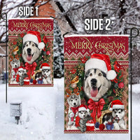 Holiday Siberian Husky Dog Yard Flag, Christmas Husky Garden Flag, Double Sided Winter Pet Garden Flag, Outdoor Lawn Decor, Dog Lover Present