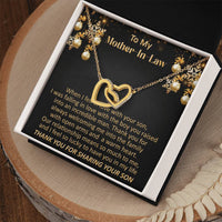 Sentimental Heart Necklace, Mother-in-Law Interlocking Hearts Necklace, Birthday Double Heart Necklace, Christmas Jewelry Present for Her