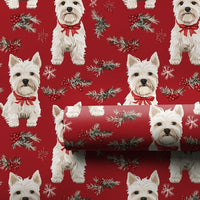 West Highland White Terrier Gift Wrap, Westie Christmas Wrapping Paper, Festive Dog Holiday Wrapping Paper, Adorable Dog Lover Gift Wrap Roll