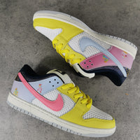 Low Top Sneakers, White Yellow Colorway, Lace Up Design, Casual Gift for Sneaker Fans