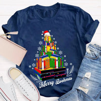 Book Lover Holiday Graphic Tee, Merry Bookmas Christmas T-Shirt, Winter Snowflakes Reading Shirt, Comfy Bookish Xmas Tee, Reader Present for Her