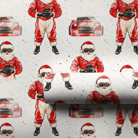 Red Race Car Driver Gift Wrap, Racing Santa Christmas Wrapping Paper, Motorsport Holiday Wrapping Paper, Car Lover Xmas Gift Wrap Roll