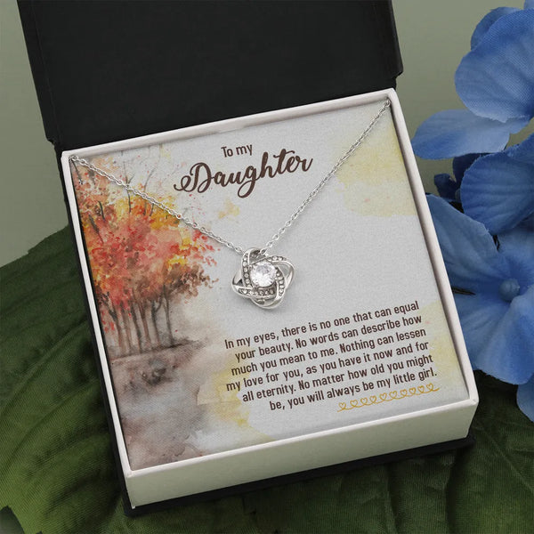 14k White Gold Over Steel Love Knot Pendant, Love Knot Necklace for Daughter, Sentimental Daughter Necklace, Birthday Christm