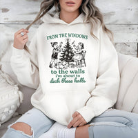 Hip Hop Holiday Pun Sweatshirt, Deck the Halls Rap Humorous Christmas Hoodie, Retro Xmas Party Hooded Pullover, Ugly Christmas Humor Sweatshirt