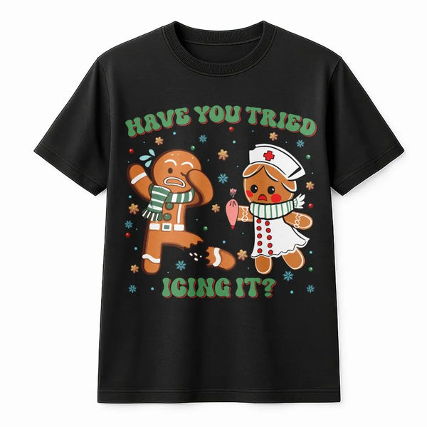 Humorous Medical Holiday Shirt, Gingerbread Icing It Nurse Christmas T-Shirt, Adorable RN Xmas Tee, Healthcare Worker Graphic