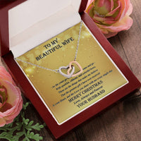 Two Heart Pendant Necklace, Interlocking Hearts Necklace for Wife, Romantic CZ Crystal Jewelry, Meaningful Christmas Present for Her, Wife Present
