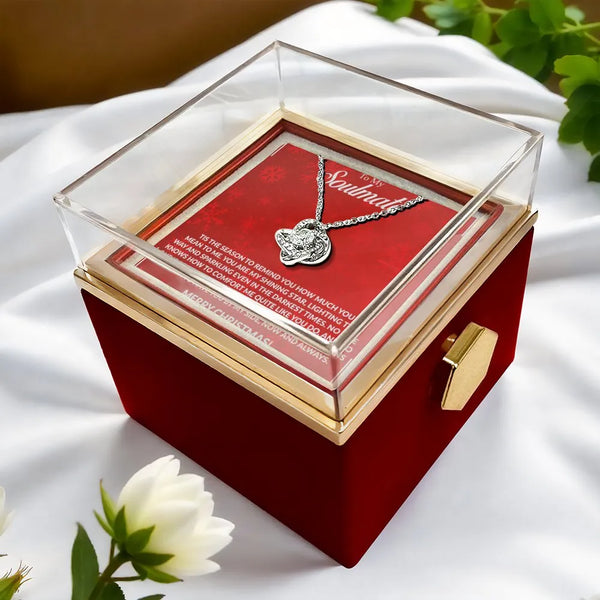 Sparkling CZ Crystal Pendant, Soulmate Love Knot Necklace, Gold Finish Soulmate Necklace, Romantic Christmas Present for Her 