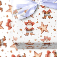 Western Watercolor Santa Gift Wrap, Cowboy Santa Christmas Wrapping Paper, Rustic Country Holiday Wrapping Paper, Western Xmas Gift Wrap