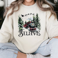 Vintage Holiday Train Crewneck, Believe Christmas Sweatshirt, Festive Winter Movie Sweater, Express Train Pullover