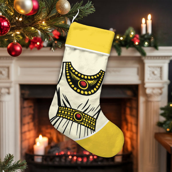 Beaded Graphic Holiday Stocking, Personalized Indigenous Regalia Christmas Stocking, Native Style Cultural Xmas Stocking, Fam