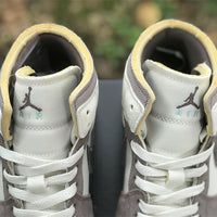 Mid Top Sneakers, White Brown Colorway, Lace Up Design, Casual Gift for Sneaker Fans