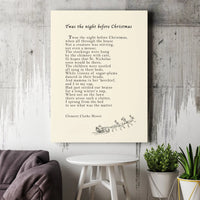 Classic Holiday Poem Canvas Print, Twas the Night Before Christmas Canvas Art, Christmas Poem Wall Art, Festive Xmas Holiday Canvas Present