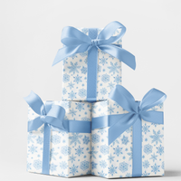 Watercolor Winter Gift Wrap Roll, Snowflake Wrapping Paper, Icy Blue Holiday Wrapping Paper, Christmas Snowflake Gift Wrap Paper
